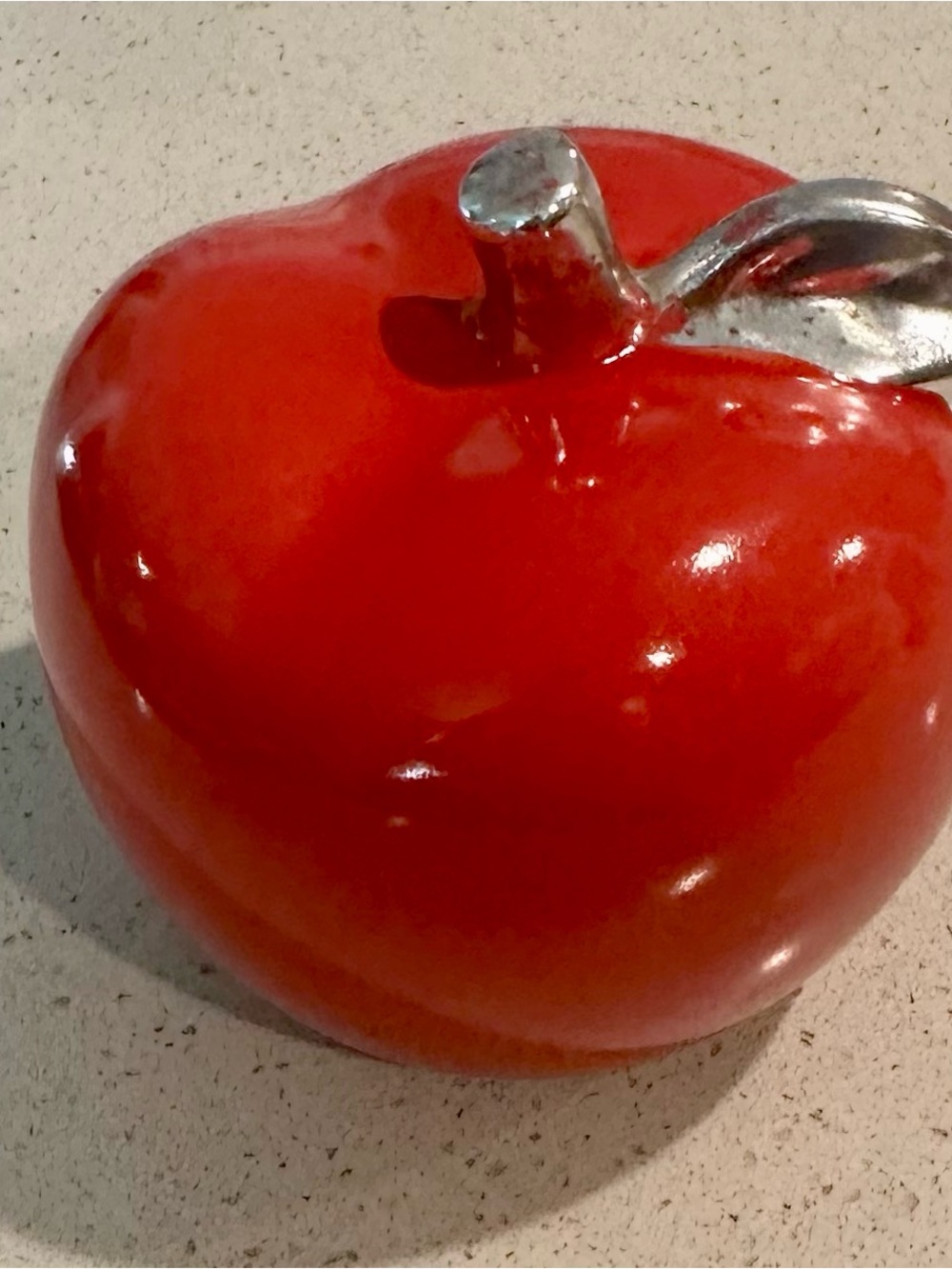 Glossy Red Ceramic Apple Home Art Accent